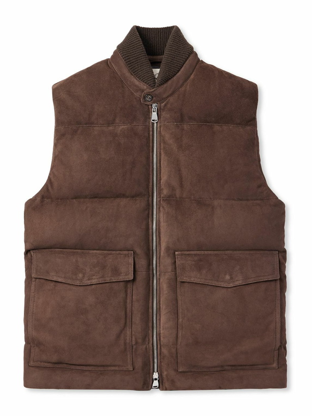 Photo: Valstar - Locke Wool-Trimmed Quilted Suede Down Gilet - Brown