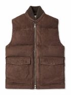 Valstar - Locke Wool-Trimmed Quilted Suede Down Gilet - Brown