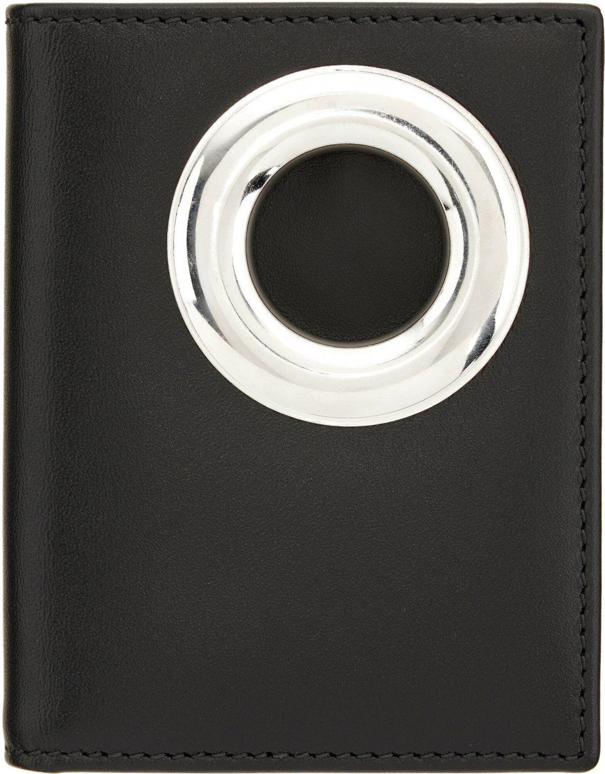 COMME des GARÇONS WALLETS Black Silver Eyelet Card Holder