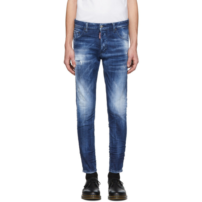 Dsquared2 Blue Army Fade Wash Skinny Dan Jeans Dsquared2