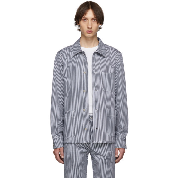 Photo: A.P.C. Navy and White Denim Striped Aaron Jacket