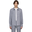 A.P.C. Navy and White Denim Striped Aaron Jacket