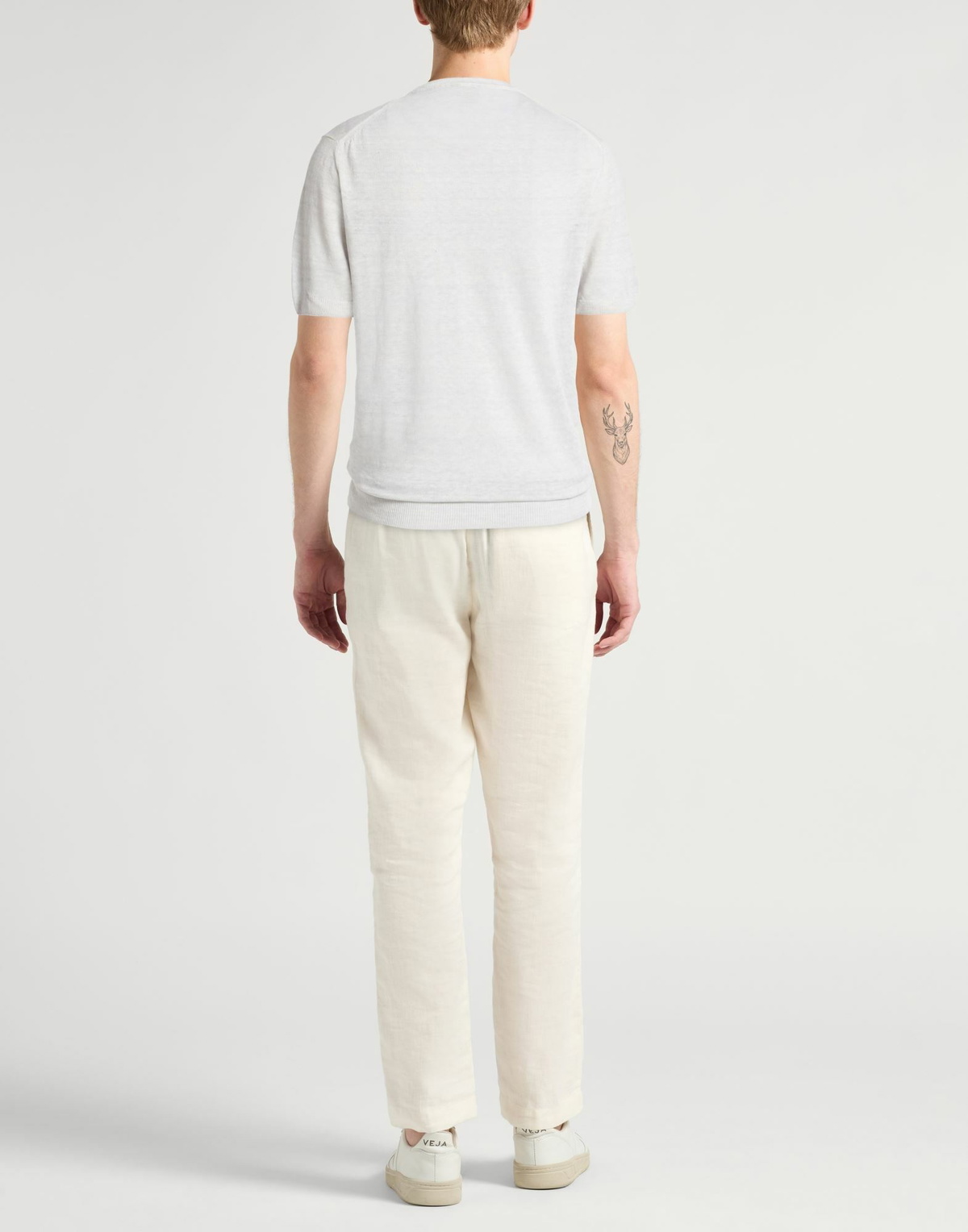 120% Lino Mens Sweater Light in Grey