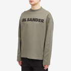 Jil Sander Men's Long Sleeve Logo T-Shirt in Thyme Green