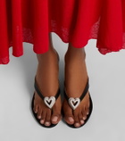 Mach & Mach Double Heart satin wedge thong sandals