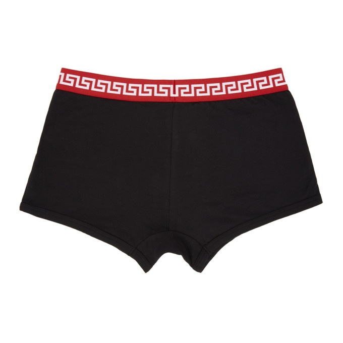 Versace Underwear Black and Red Greek Band Boxer Briefs Versace Underwear