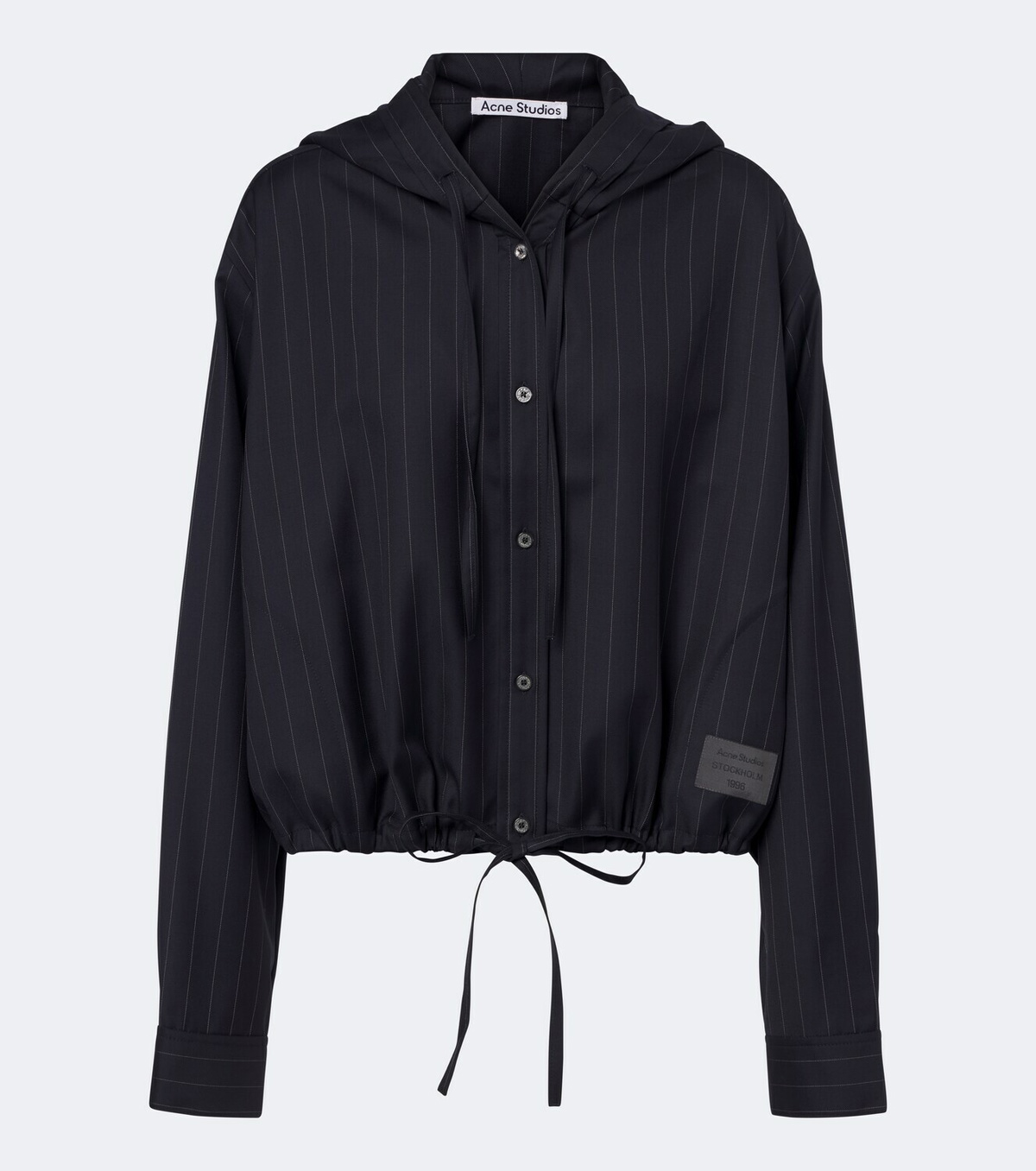 Acne Studios Pinstripe hooded wool jacket