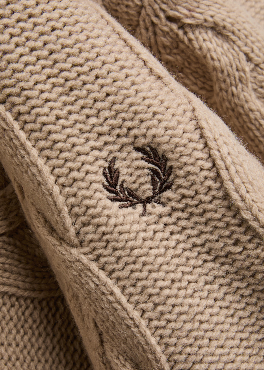 Fred Perry Logo Cable-knit Wool-blend Jumper Cream