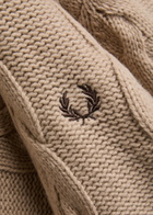 Fred Perry Logo Cable-knit Wool-blend Jumper Cream