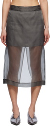 Maria McManus Gray Low Rise Sheer Midi Skirt