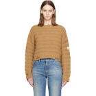 MM6 Maison Margiela Beige Ribbed Horizontal Links Crewneck
