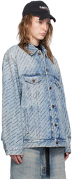 Balenciaga Blue Printed Logo Denim Jacket