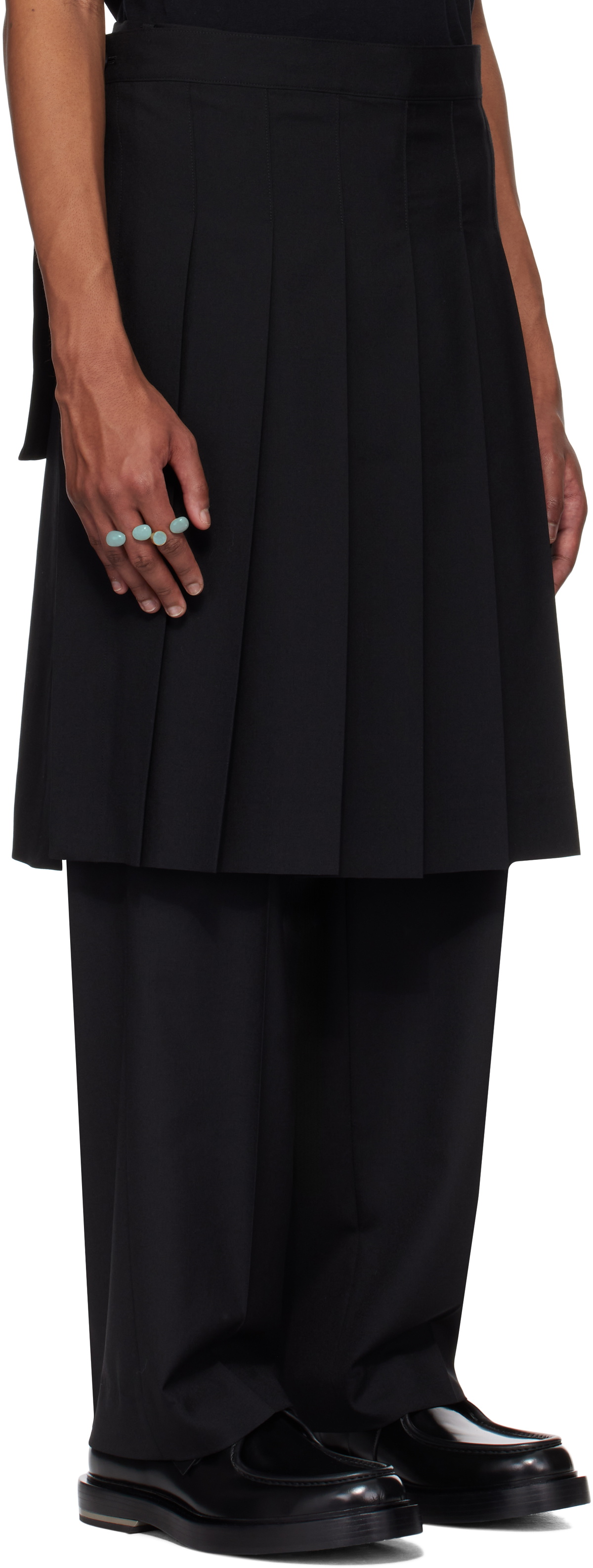 Khoki Black Skirt-Layered Trousers