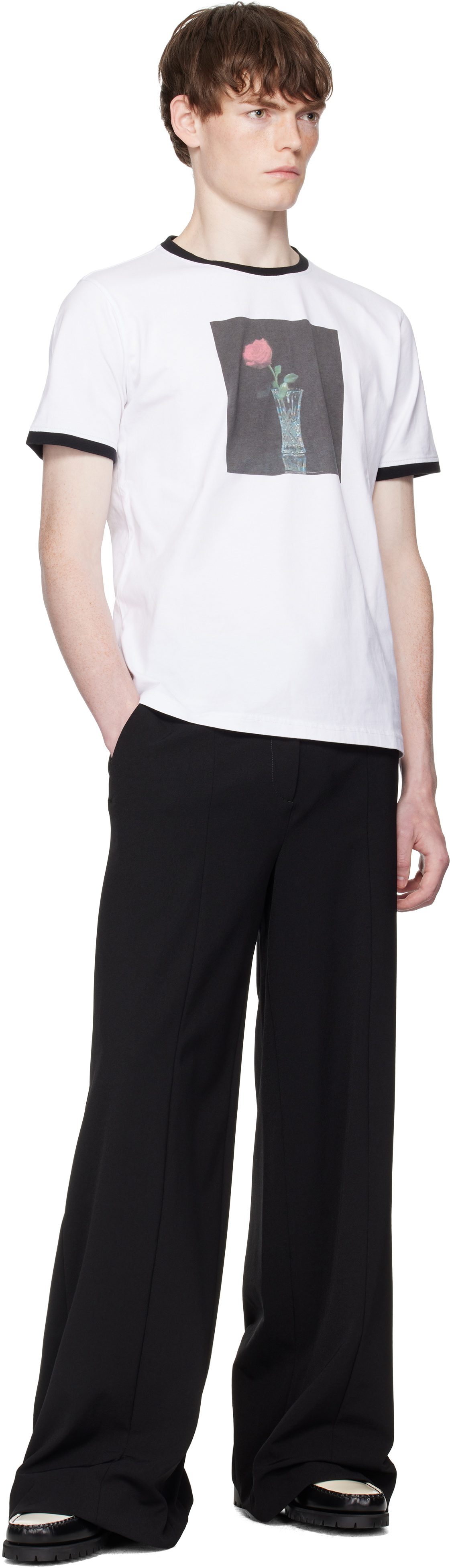 Ernest W. Baker White Rose Print T-shirt