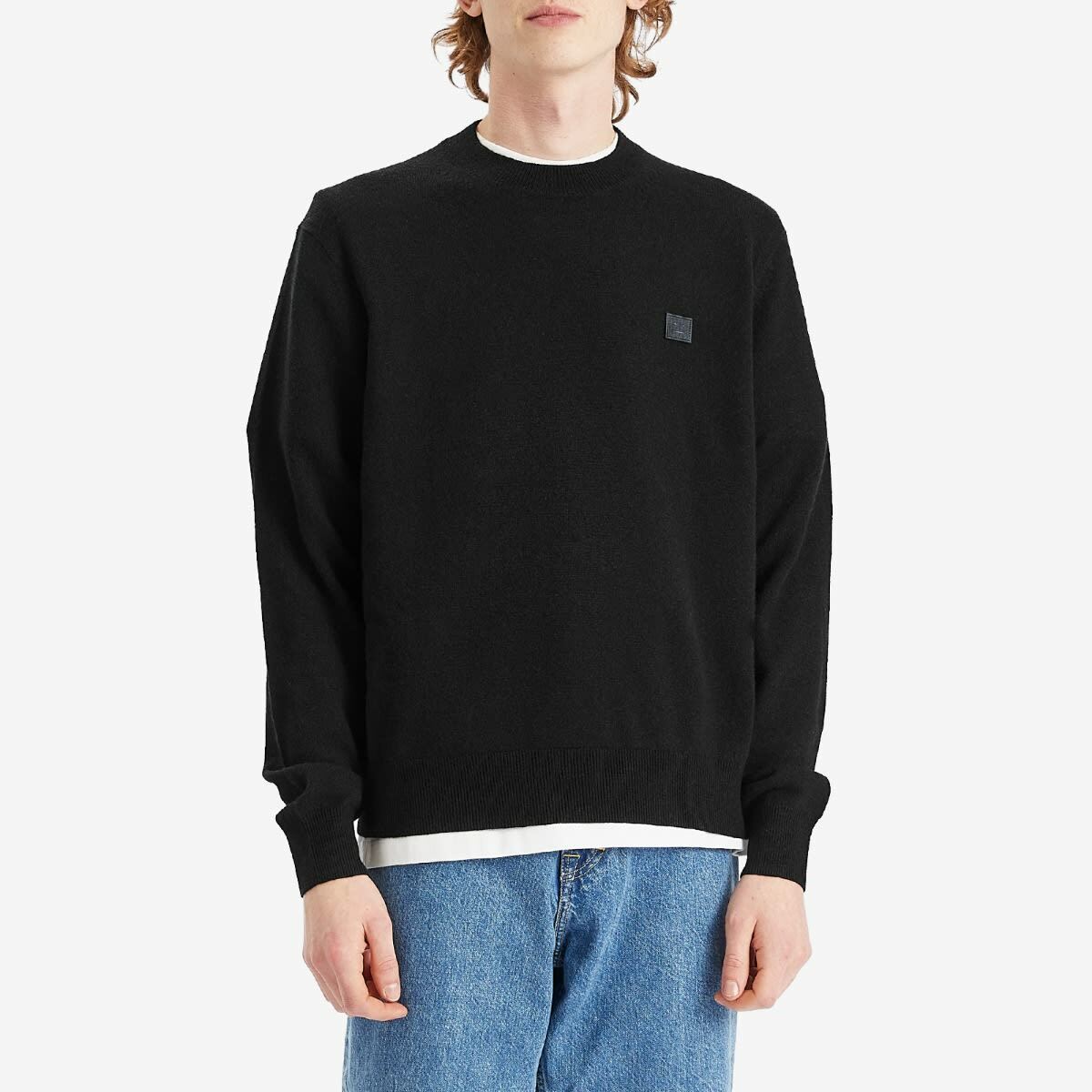 Acne Studios Kalon New Face Crew Knit in Black