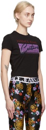 Versace Jeans Couture Black Glitter Logo T-Shirt