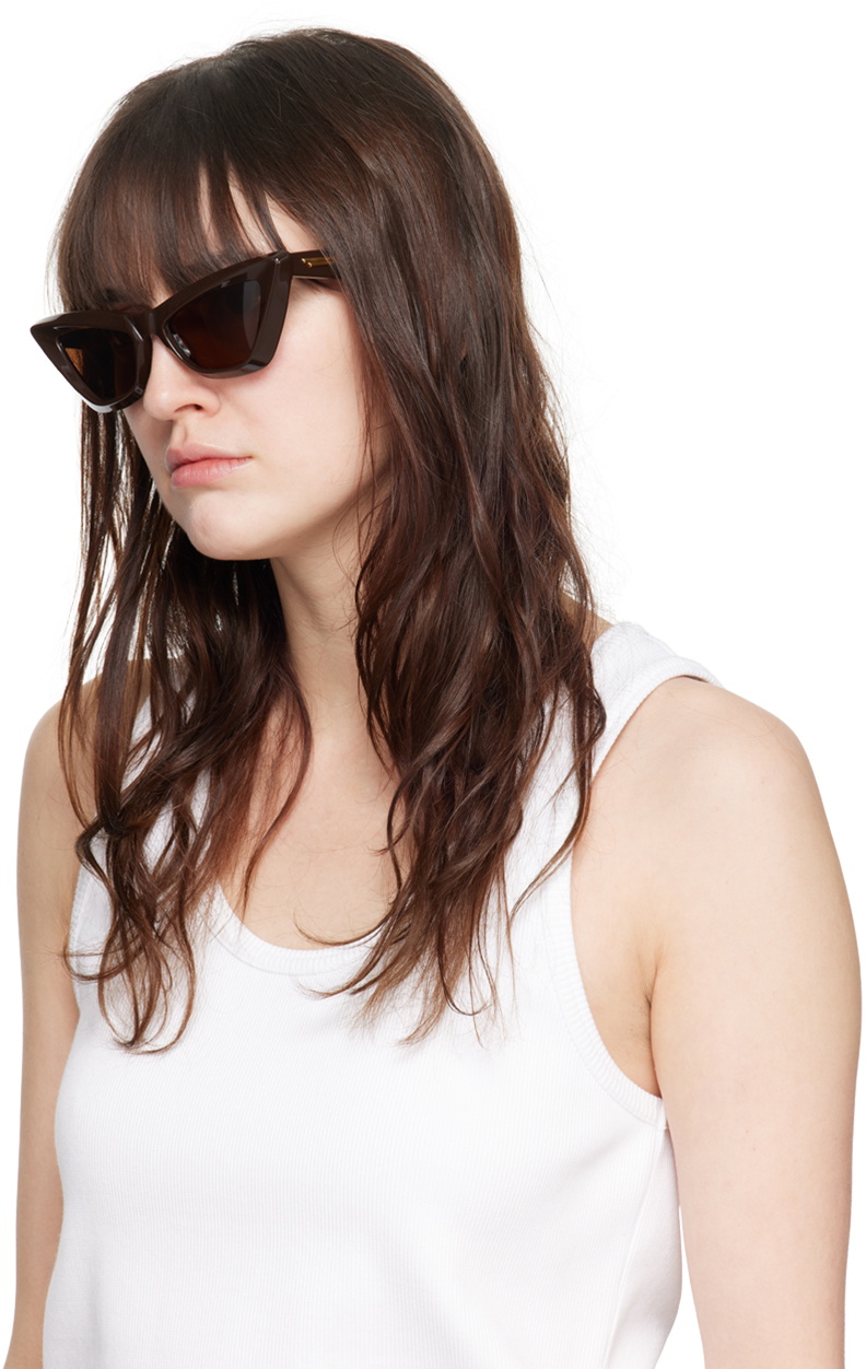 Bottega Veneta Black Pointed Cat-Eye Sunglasses