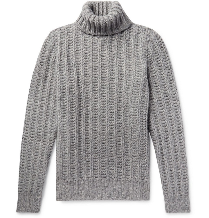 Photo: Tod's - Slim-Fit Mélange Alpaca-Blend Rollneck Sweater - Gray