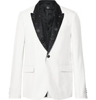 AMIRI - White Embellished Satin-Trimmed Slub Silk Blazer - White