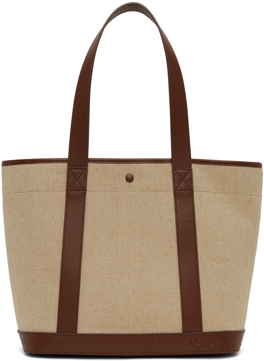 Beige Helene leather-trim canvas bucket bag, A.P.C.
