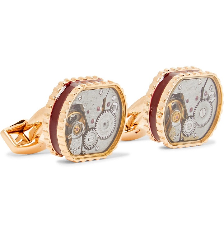 Photo: TATEOSSIAN - Gear Rose Gold-Plated And Enamel Cufflinks - Rose gold