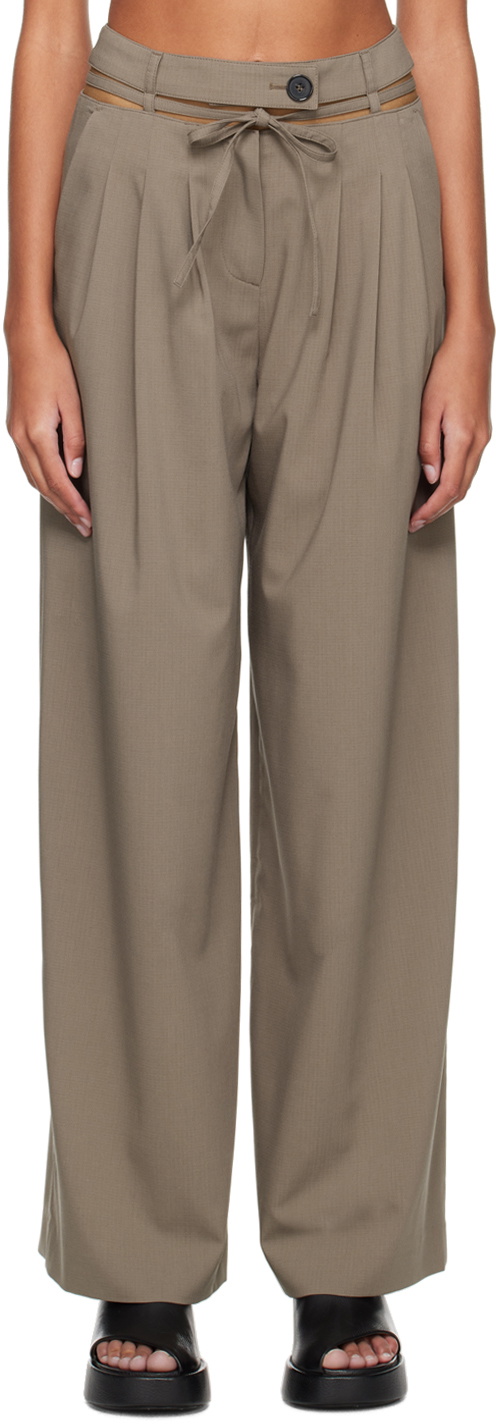 J KOO Khaki Cutout Trousers