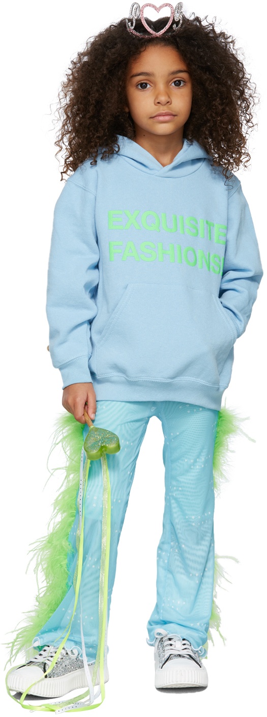 Photo: Poster Girl SSENSE Exclusive Kids Blue 'Exquisite Fashions!' Hoodie