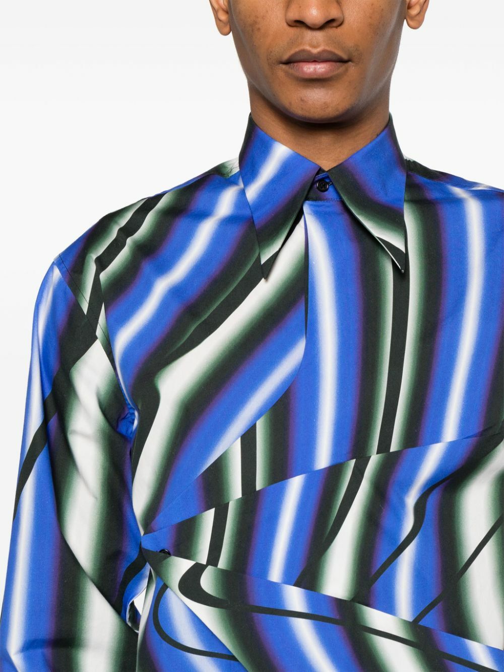 Bianca Saunders Blue Trip Graphic-Print Shirt