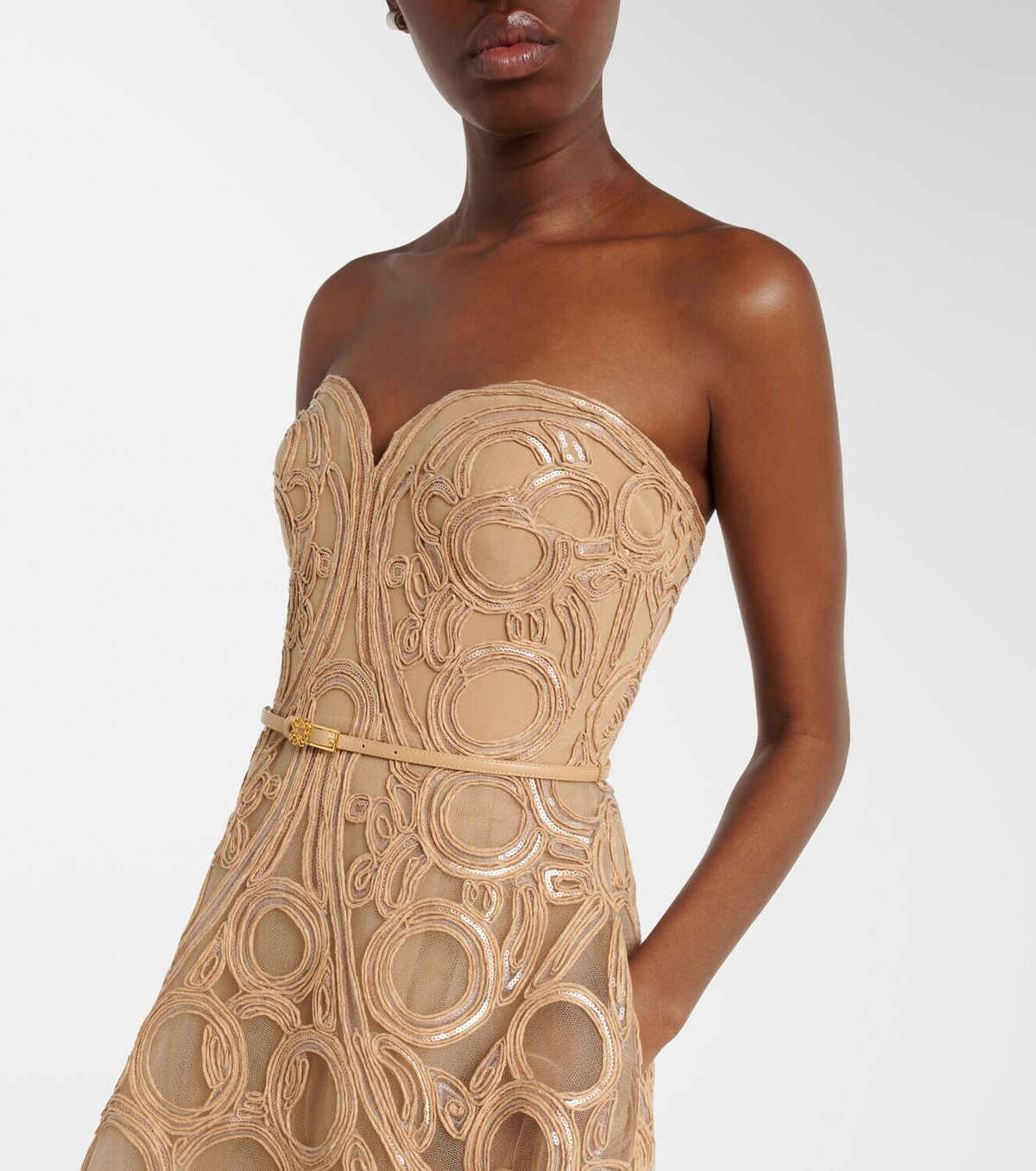 Elie Saab Embellished tulle bustier gown