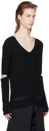 T/SEHNE Black Ribbed Sweater