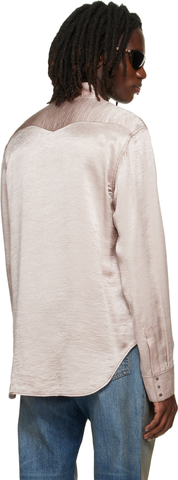 Acne Studios Pink Textured Satin Button-Up Shirt