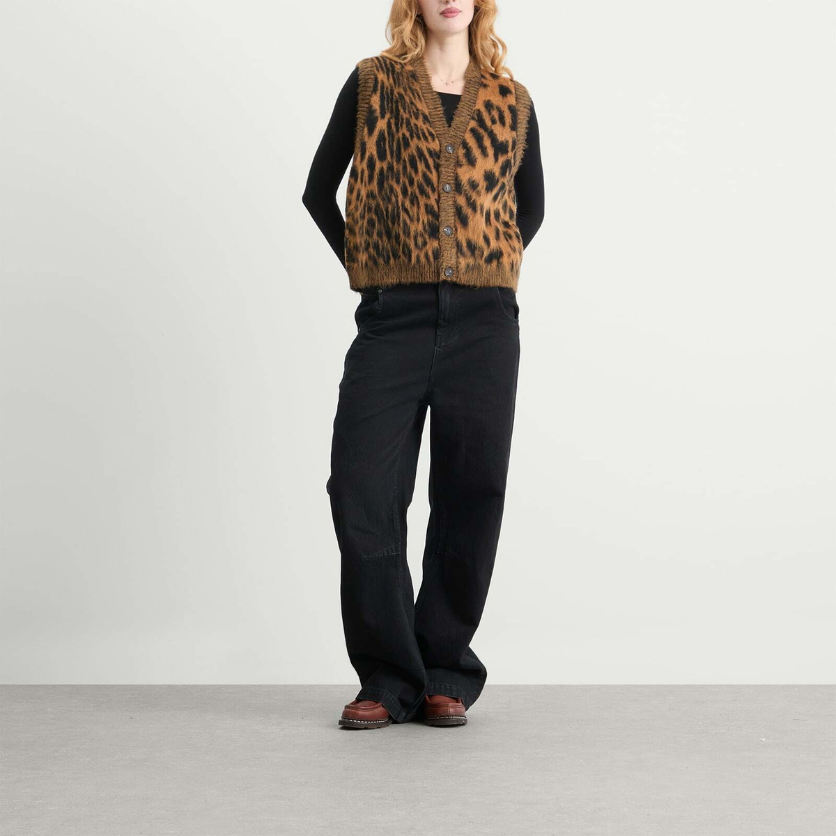 Aries Women's Brushed Leopard Vest in Brown