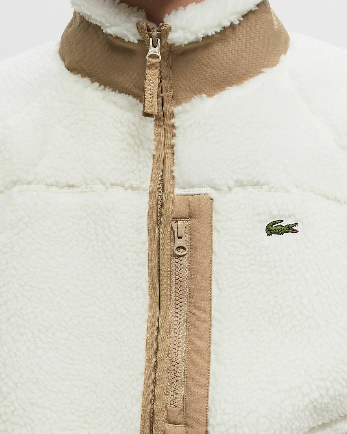 ■LACOSTE■ Men's Sherpa Fleece Blouson Ivory BH7145-54N4KF Lacoste Fleece Zip Up Jacket Multi Fleece Jackets Lacoste