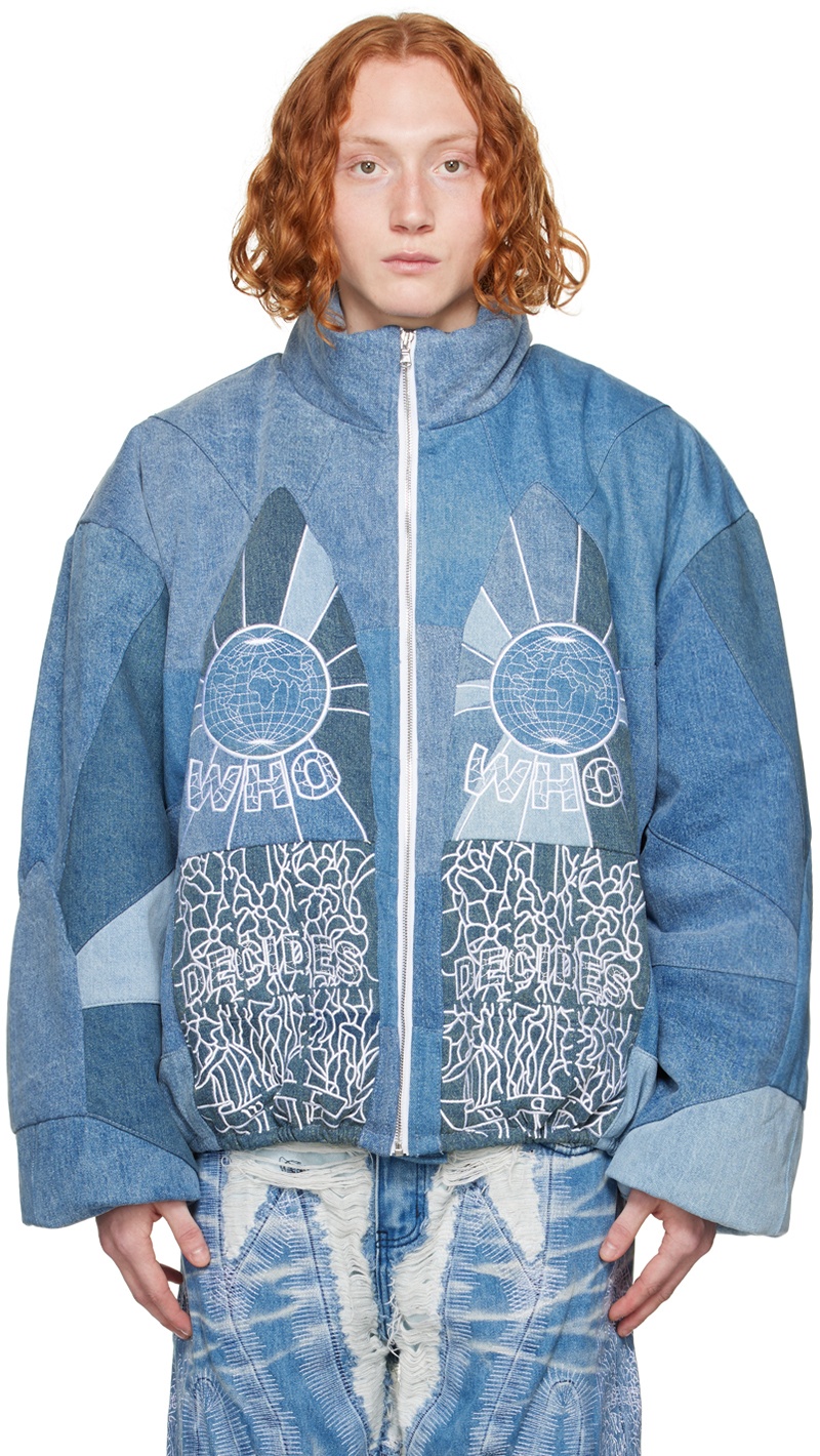 Photo: Who Decides War Blue Embroidered Denim Jacket