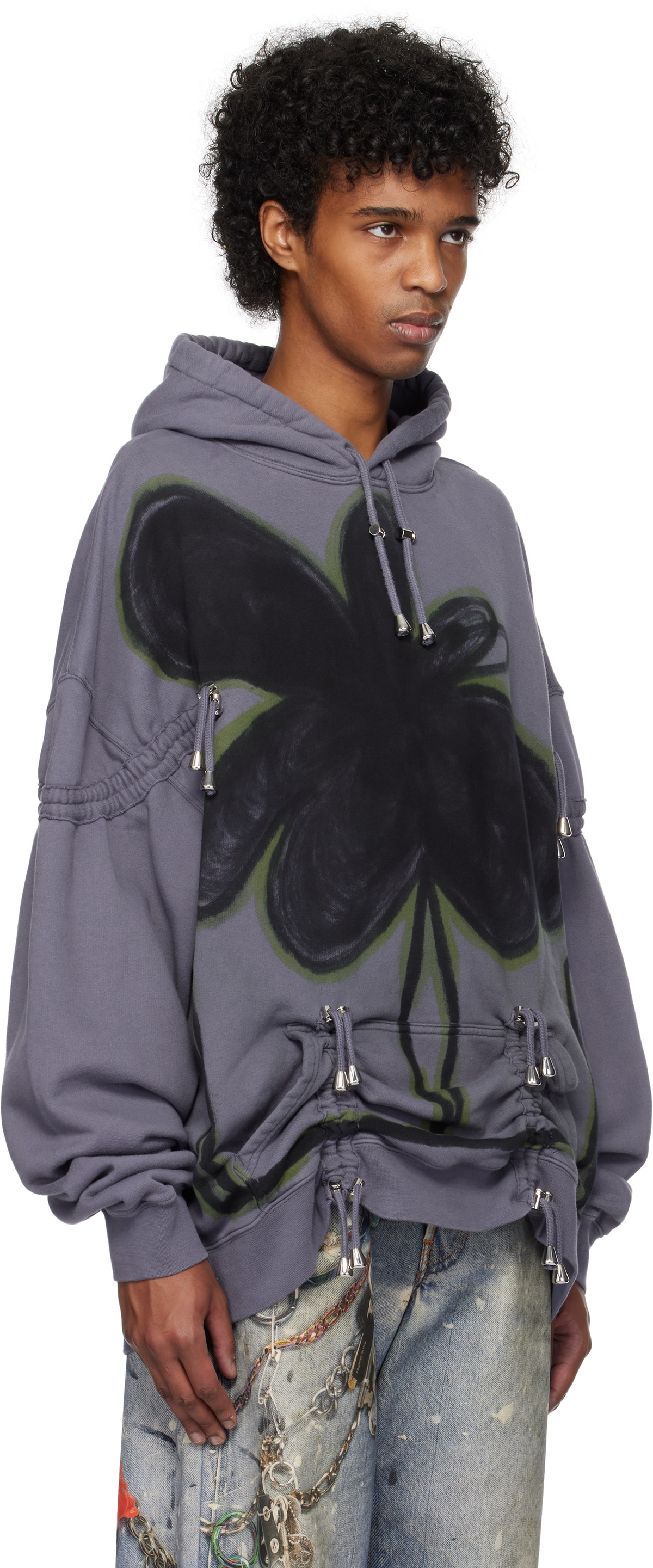 Collina Strada Purple Rhinestone Burst Hoodie