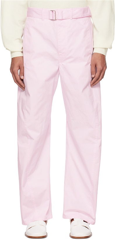 Photo: LEMAIRE Pink Belted Twisted Trousers