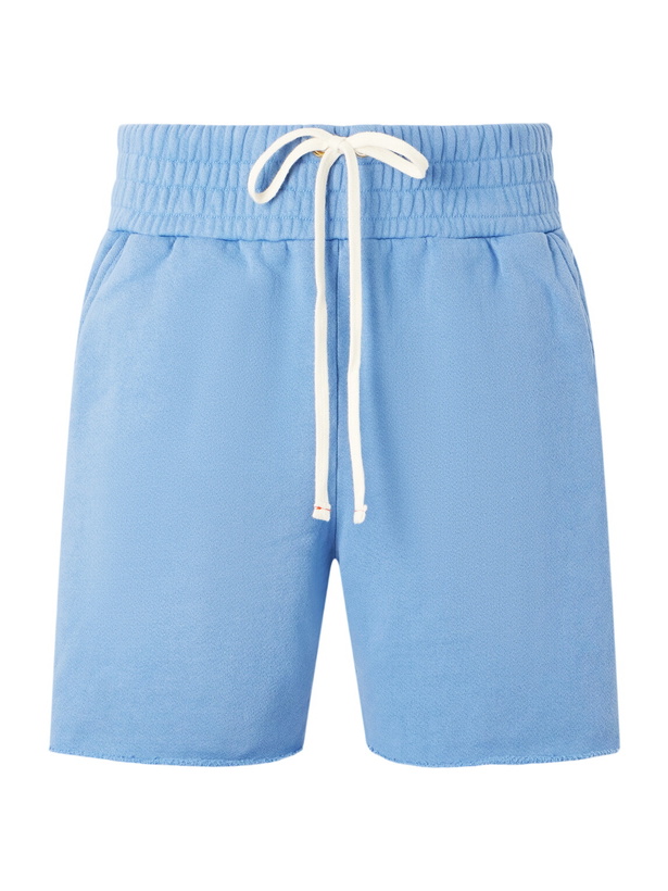 Photo: Les Tien - Garment-Dyed Fleece-Back Cotton-Jersey Drawstring Shorts - Blue
