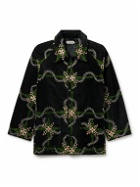 BODE - Rosemallow Embroidered Cotton-Velvet Jacket - Black
