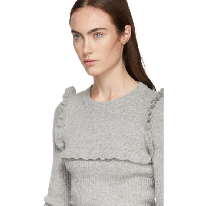 See by Chloe Grey Feminine Ruffle Sweater