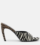 The Attico Betta zebra-print calf hair mules