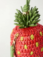 LOEWE - Paula's Ibiza Strawberry Leather-Trimmed Raffia Pouch