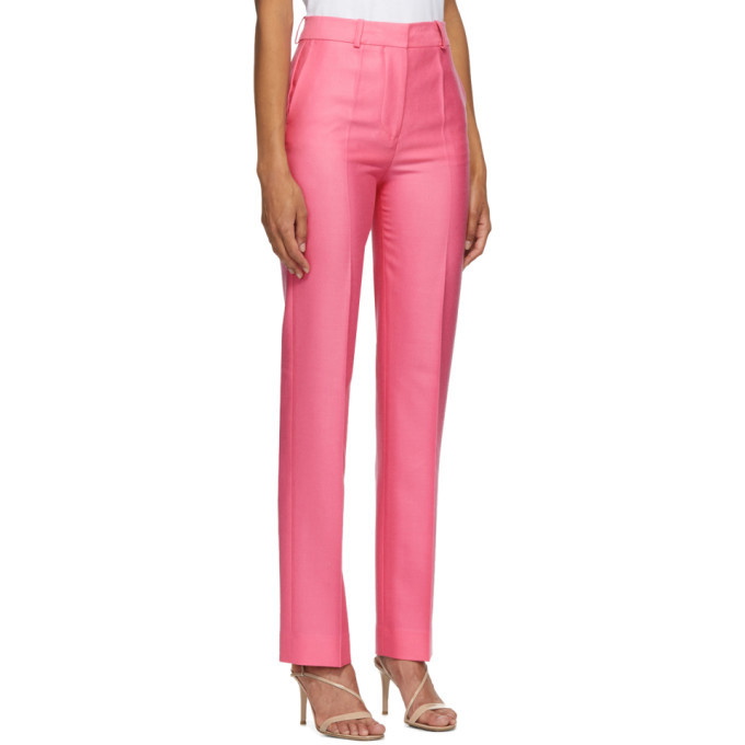$490 Victoria Beckham Women's Pink Stretch Waist Slit Hem Legging Pants  Size 1