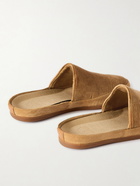 Mulo - Suede-Trimmed Corduroy Slippers - Brown