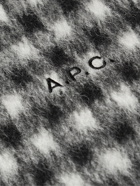 A.P.C. - Heidi Logo-Embroidered Checked Brushed-Fleece Sweatshirt - Black