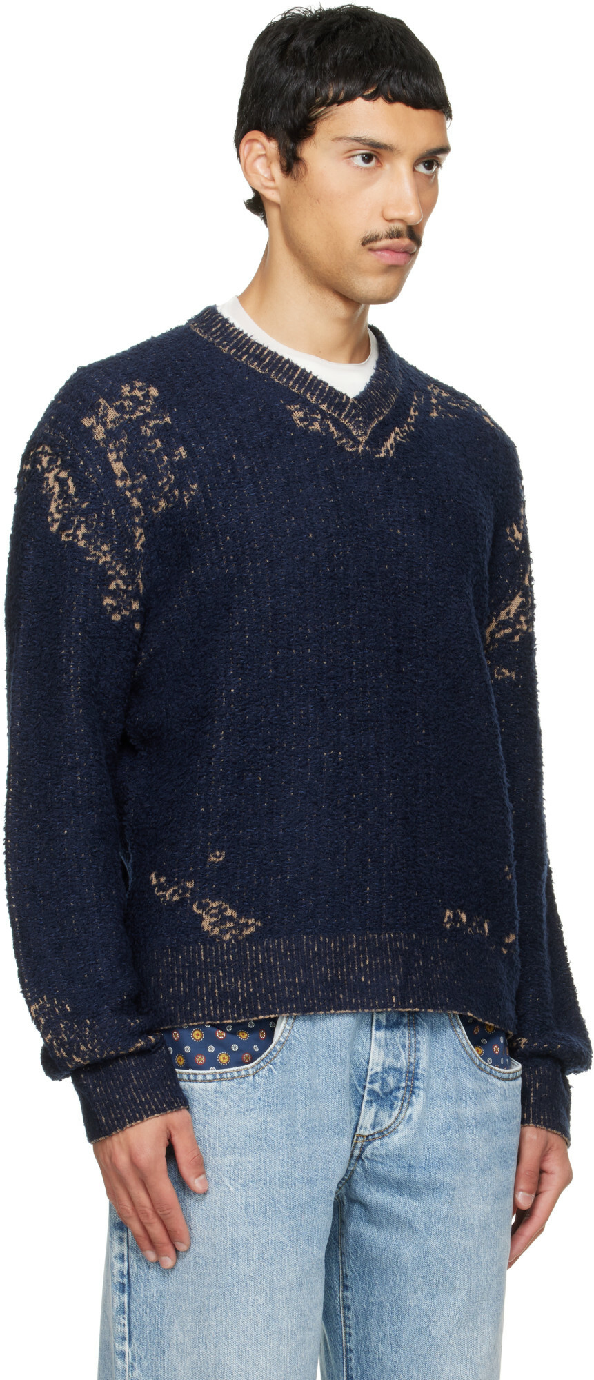 Maison Margiela Navy Acid Knit Sweater