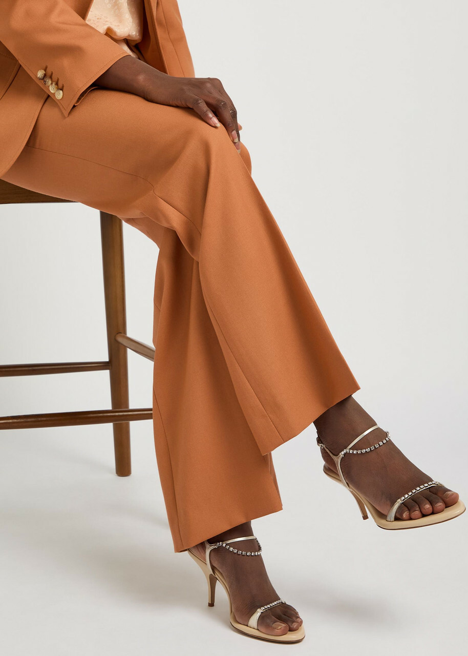 Chloe Zia 80 Crystal-embellished Leather Sandals Beige