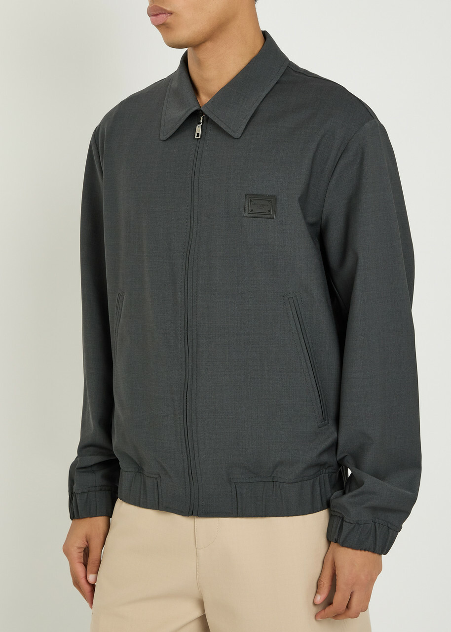 Dolce & Gabbana Logo-appliquéd Wool-blend Jacket Grey