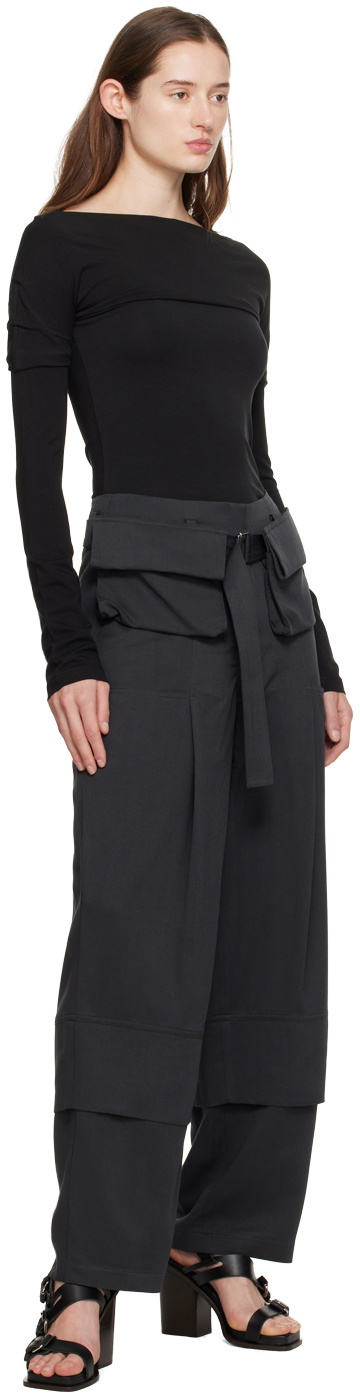 LOW CLASSIC Black Belted Trousers