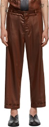 Sasquatchfabrix. Brown Faux-Leather Easy Trousers