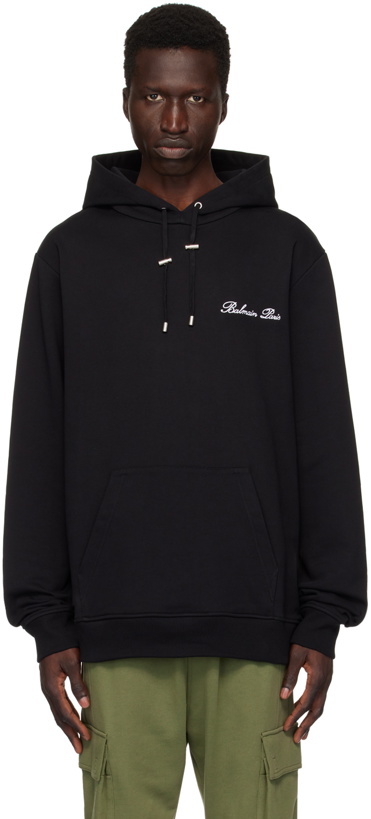 Photo: Balmain Black 'Balmain Signature' Hoodie